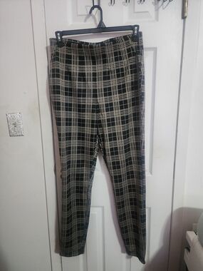 Women  Black Plaid Dress Pants Leggings